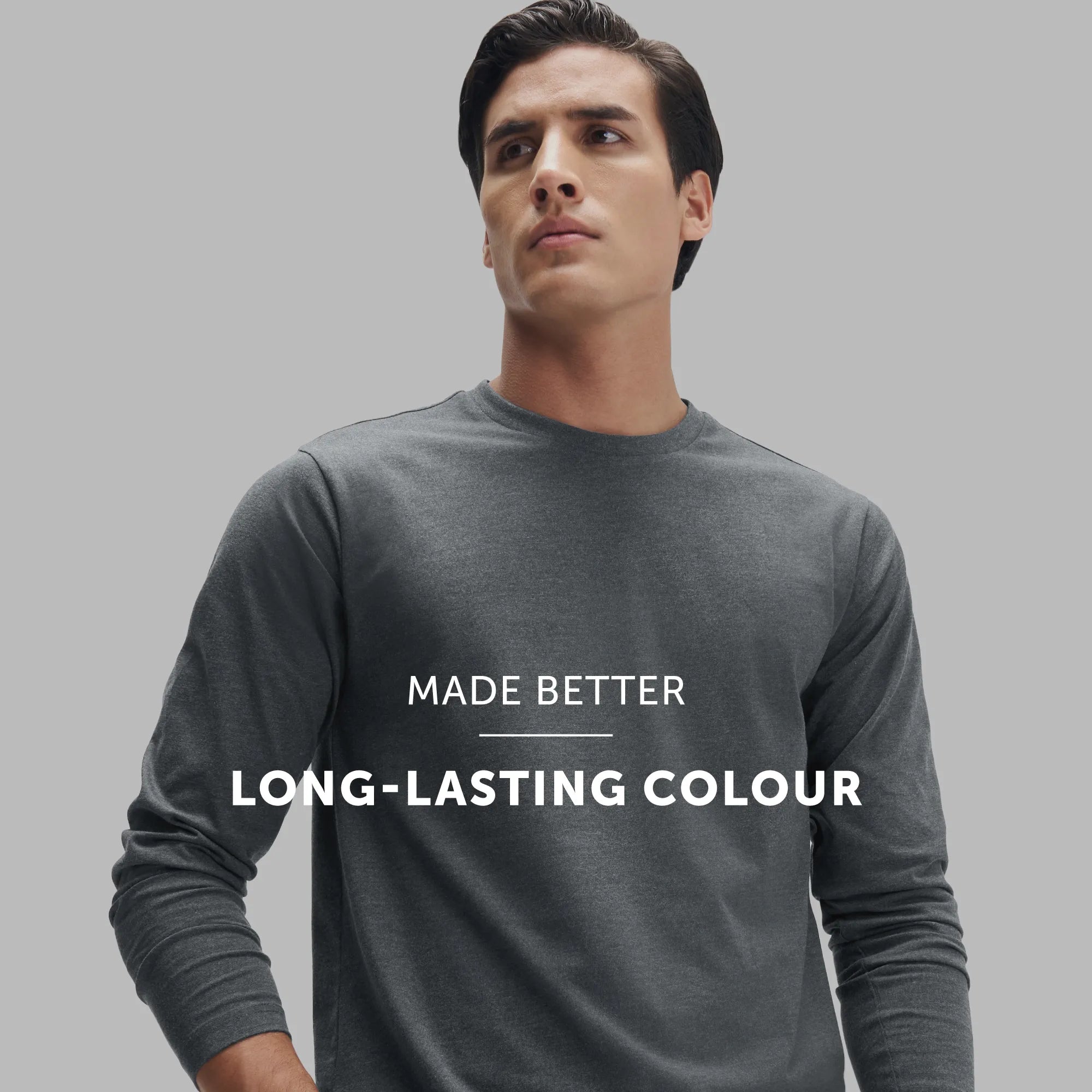 Full Sleeve Crew Neck T-Shirt - Charcoal Grey Melange