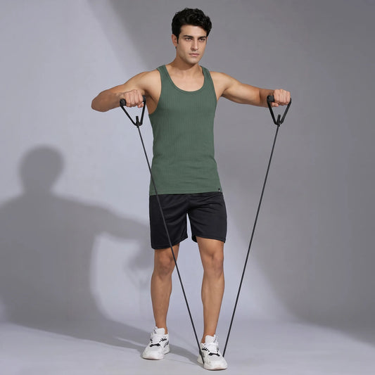 Nova Round Neck Racer Back Vest Olive Green