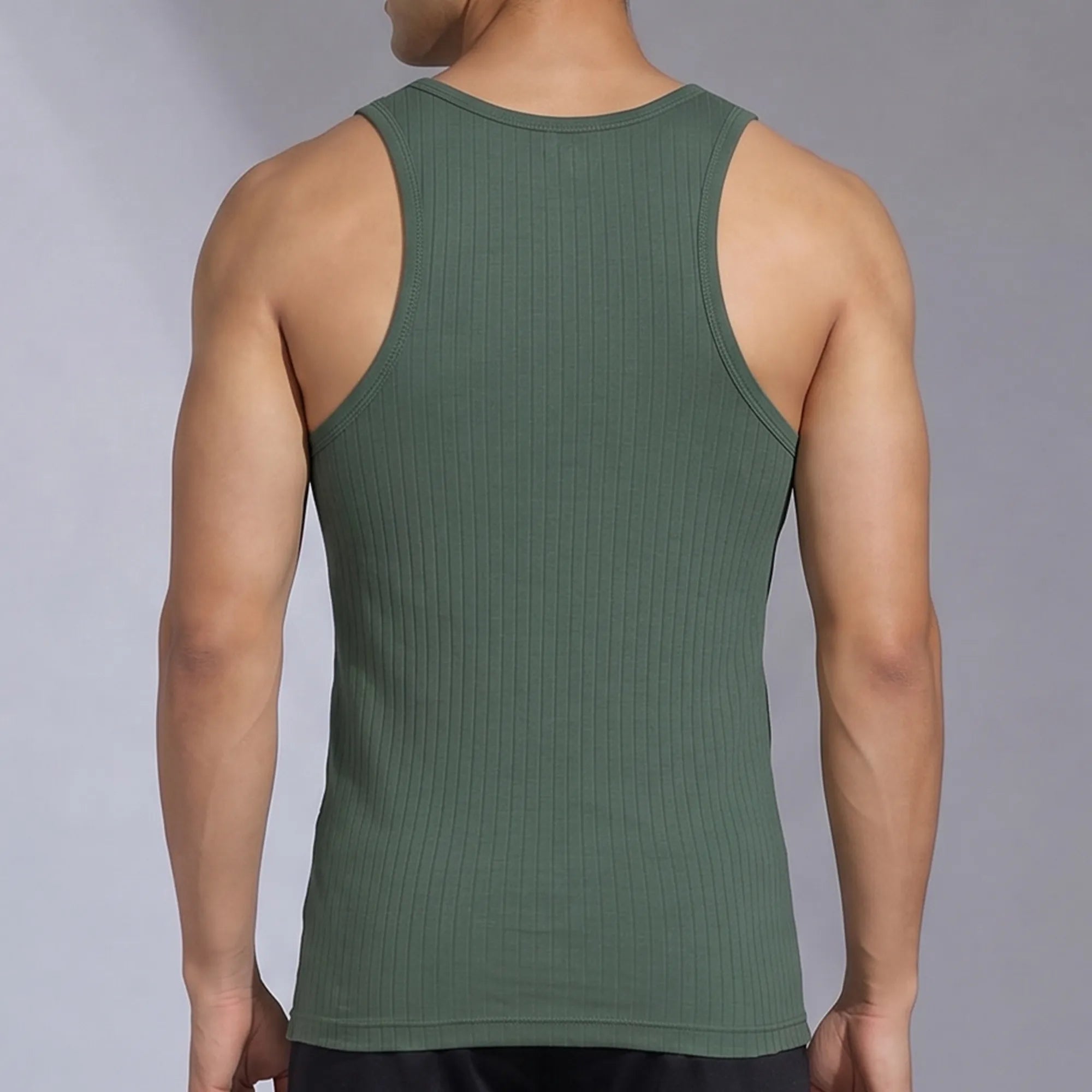 Nova Round Neck Racer Back Vest Olive Green
