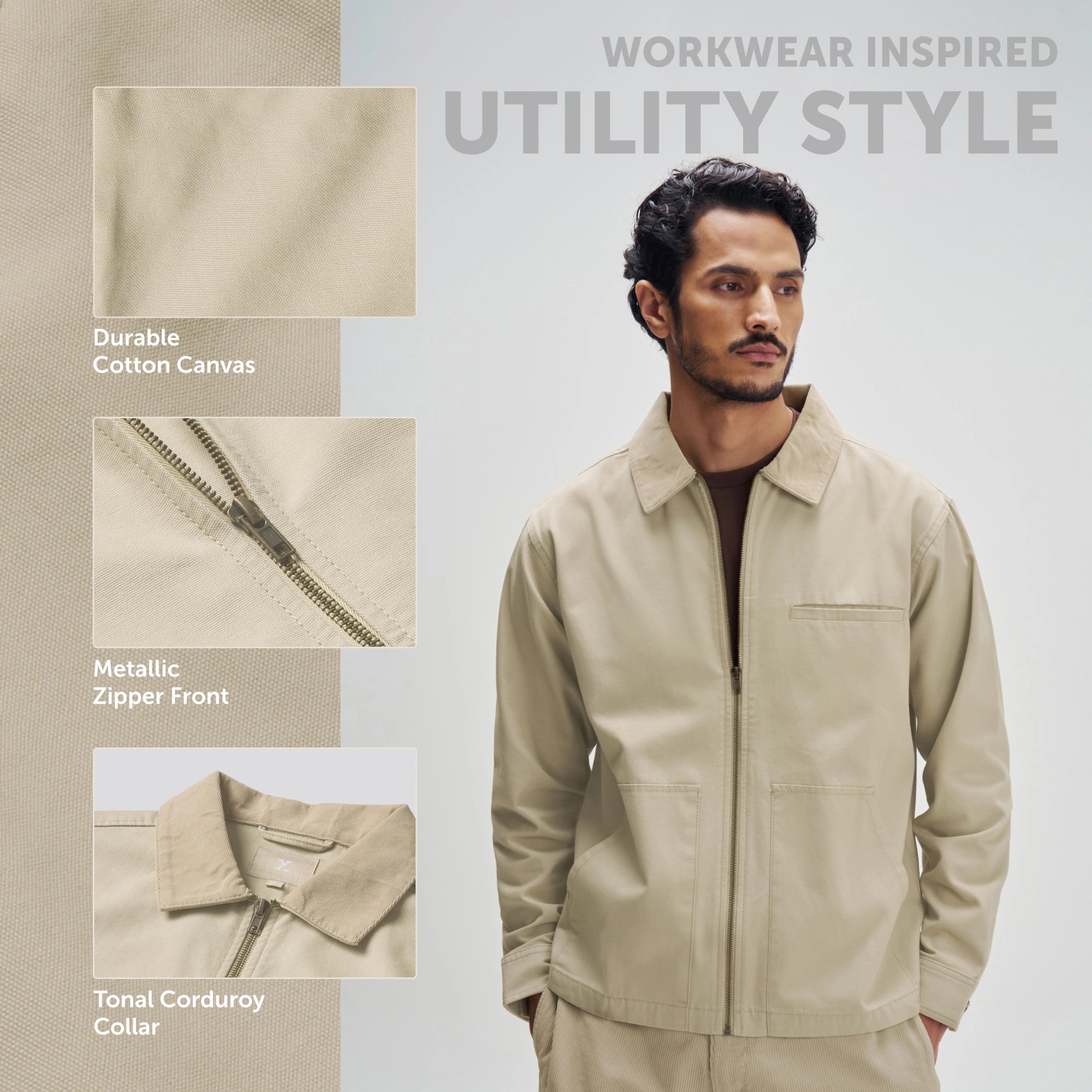 Cotton Canvas Jacket - Dusty Beige