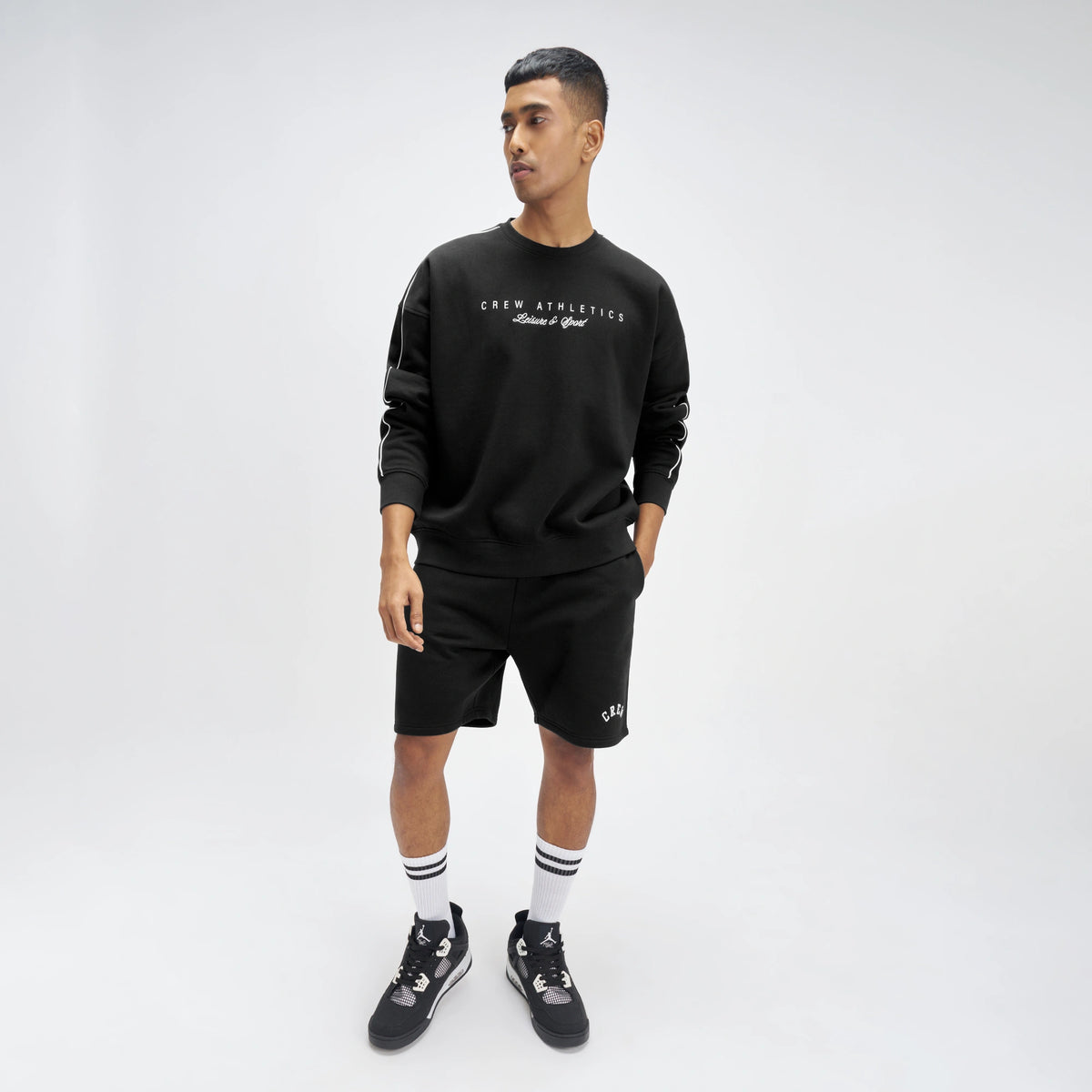 Crew Oversized Round Neck Sweatshirt - Ink Black