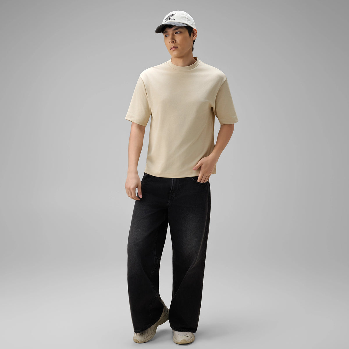 Cotton-Rich Oversized T-shirt - Dusty Beige