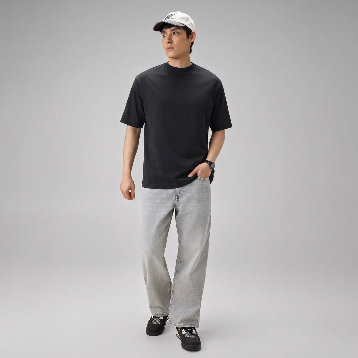 Cotton-Rich Oversized T-shirt - Pitch Black