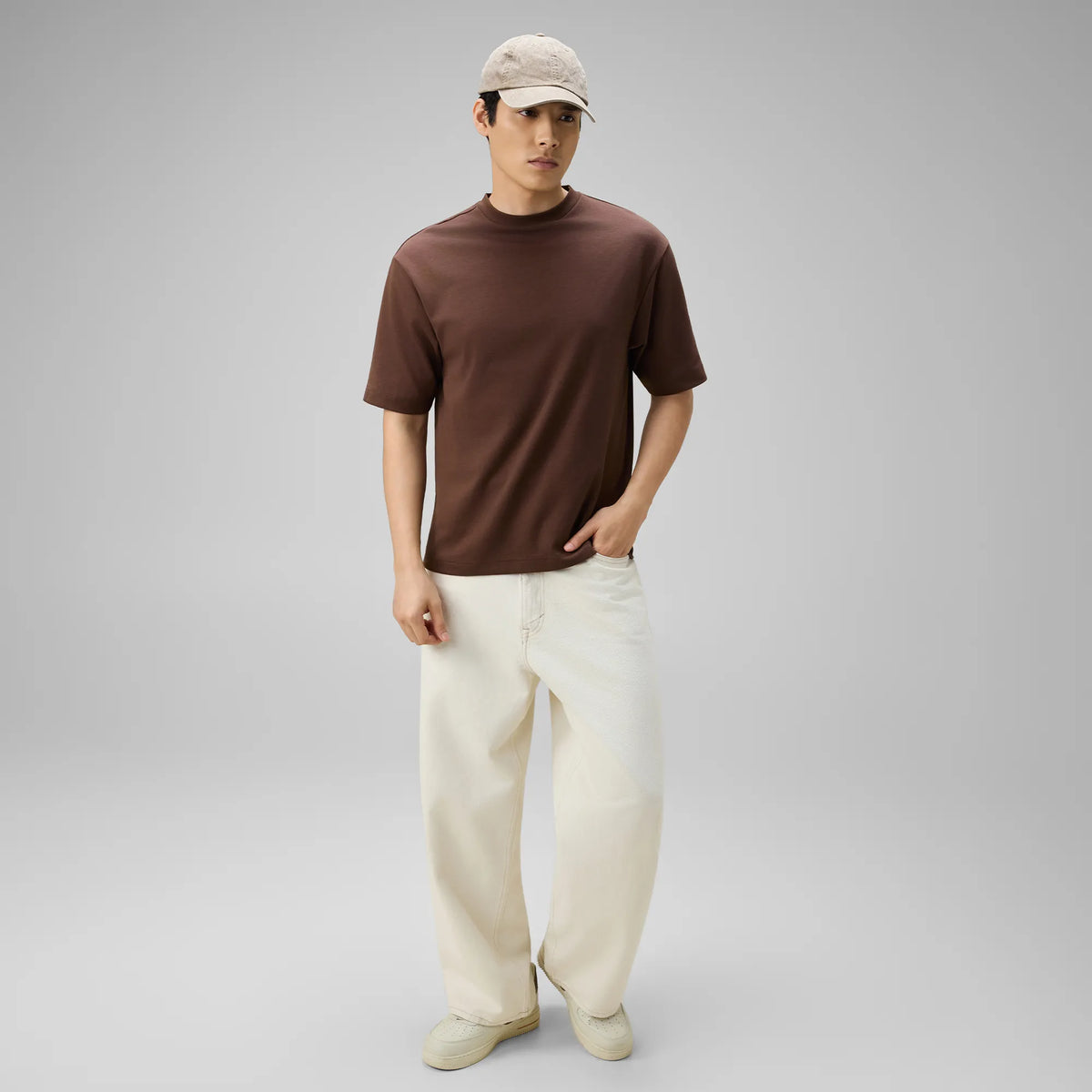 Cotton-Rich Oversized T-shirt - Espresso Brown
