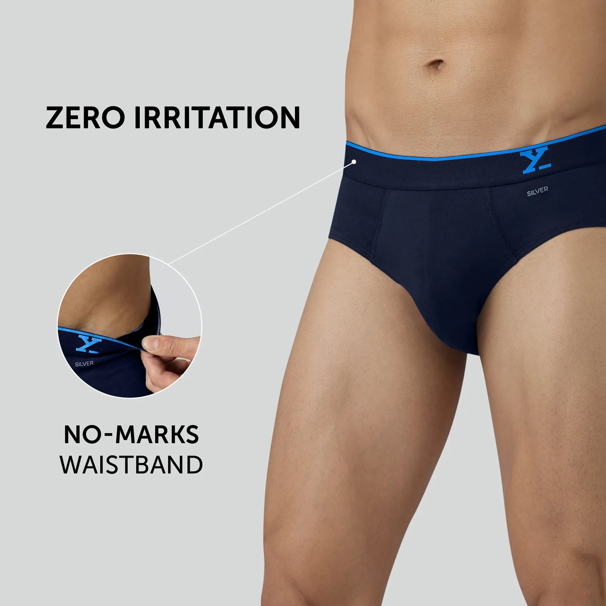 Traq Silver Cotton Briefs Midnight Blue