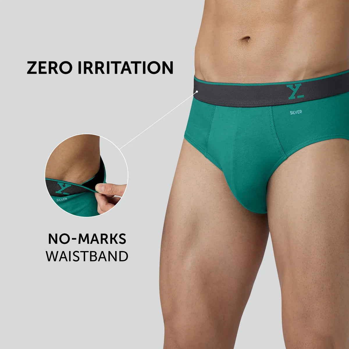 Traq Silver Cotton Briefs Aqua Green