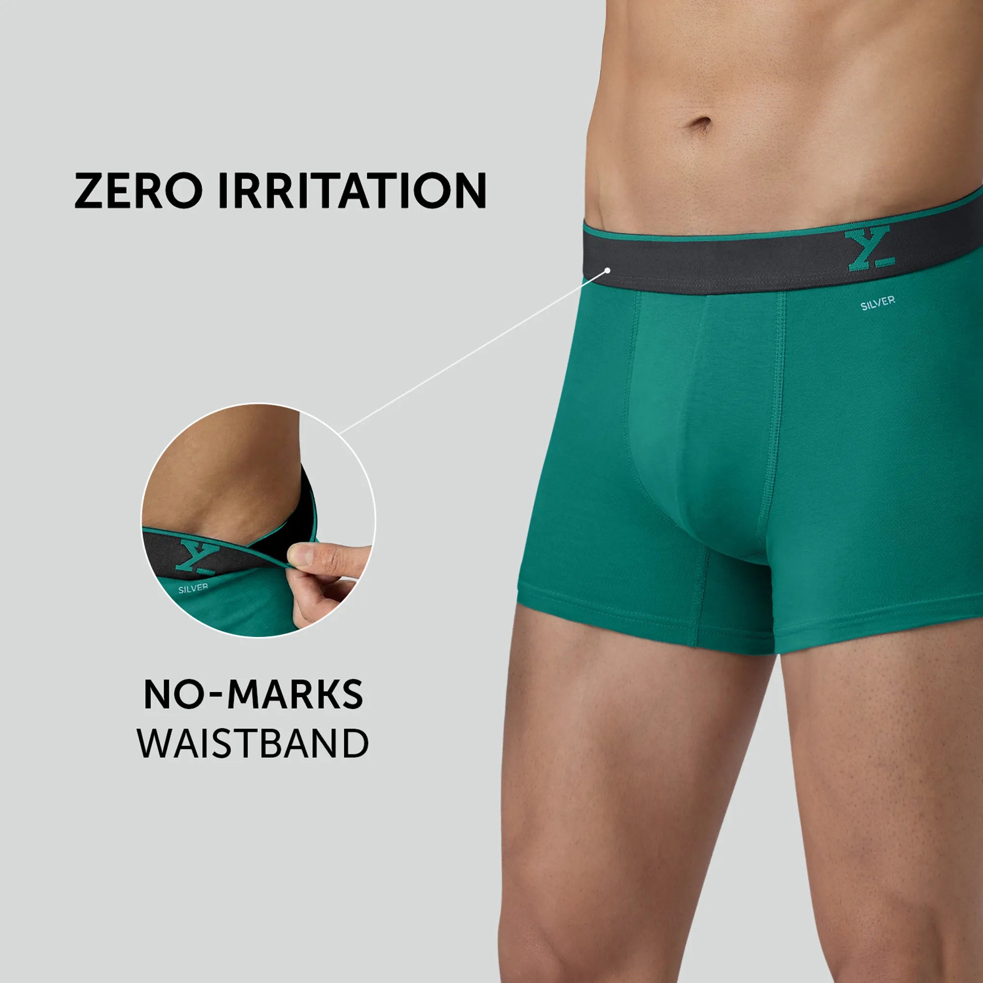 Traq Silver Cotton Trunks Aqua Green