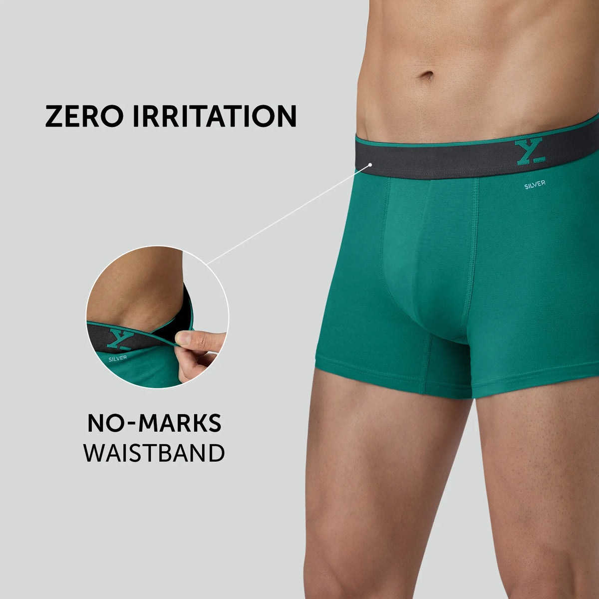 Traq Silver Cotton Trunks Aqua Green