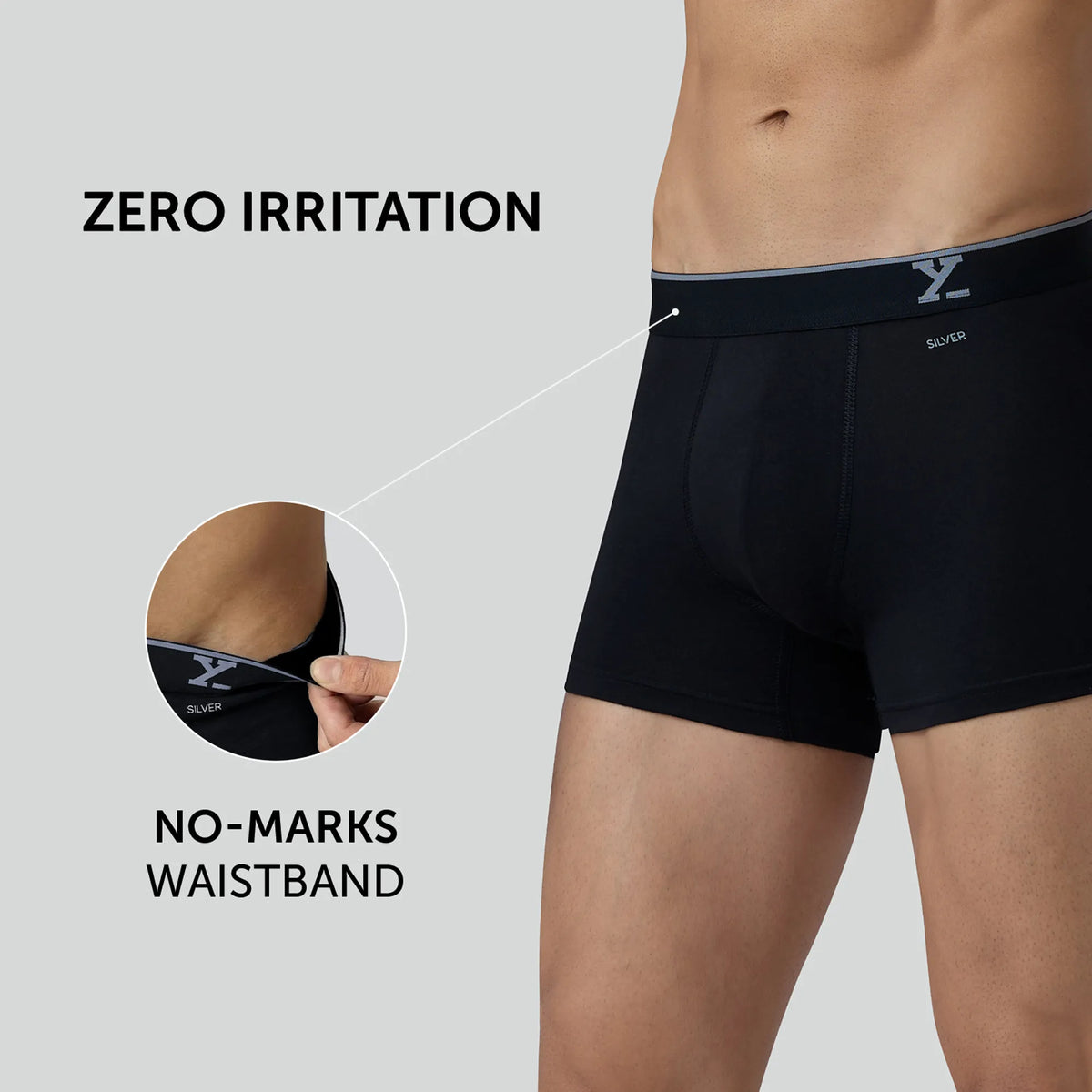 Traq Silver Cotton Trunks Black Knight