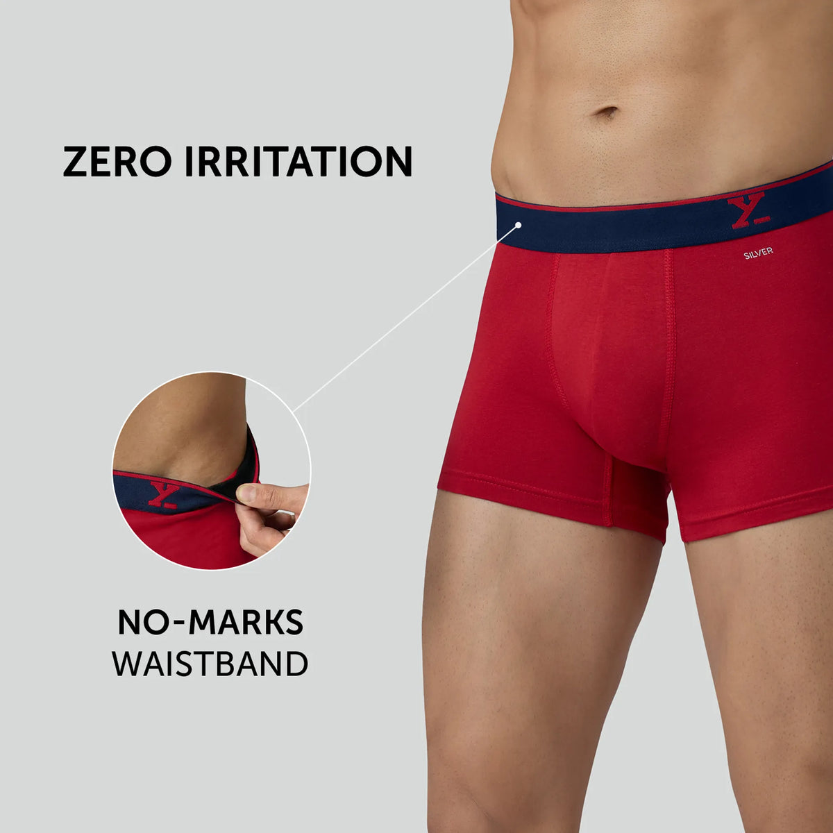 Traq Silver Cotton Trunks Rio Red