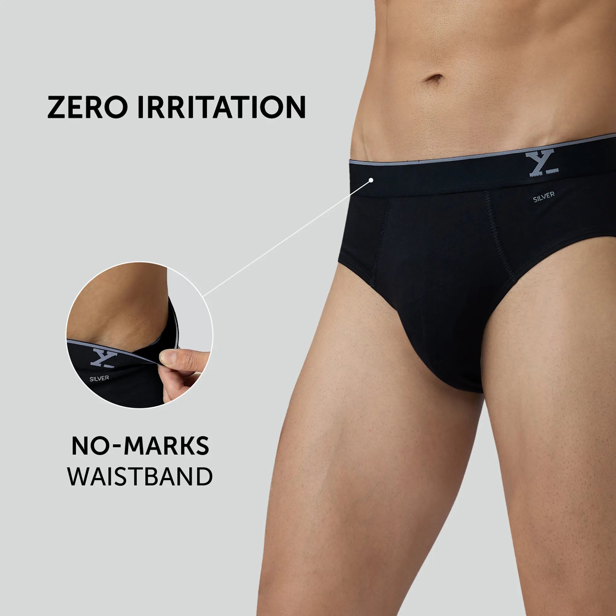 Traq Silver Cotton Briefs Black Knight