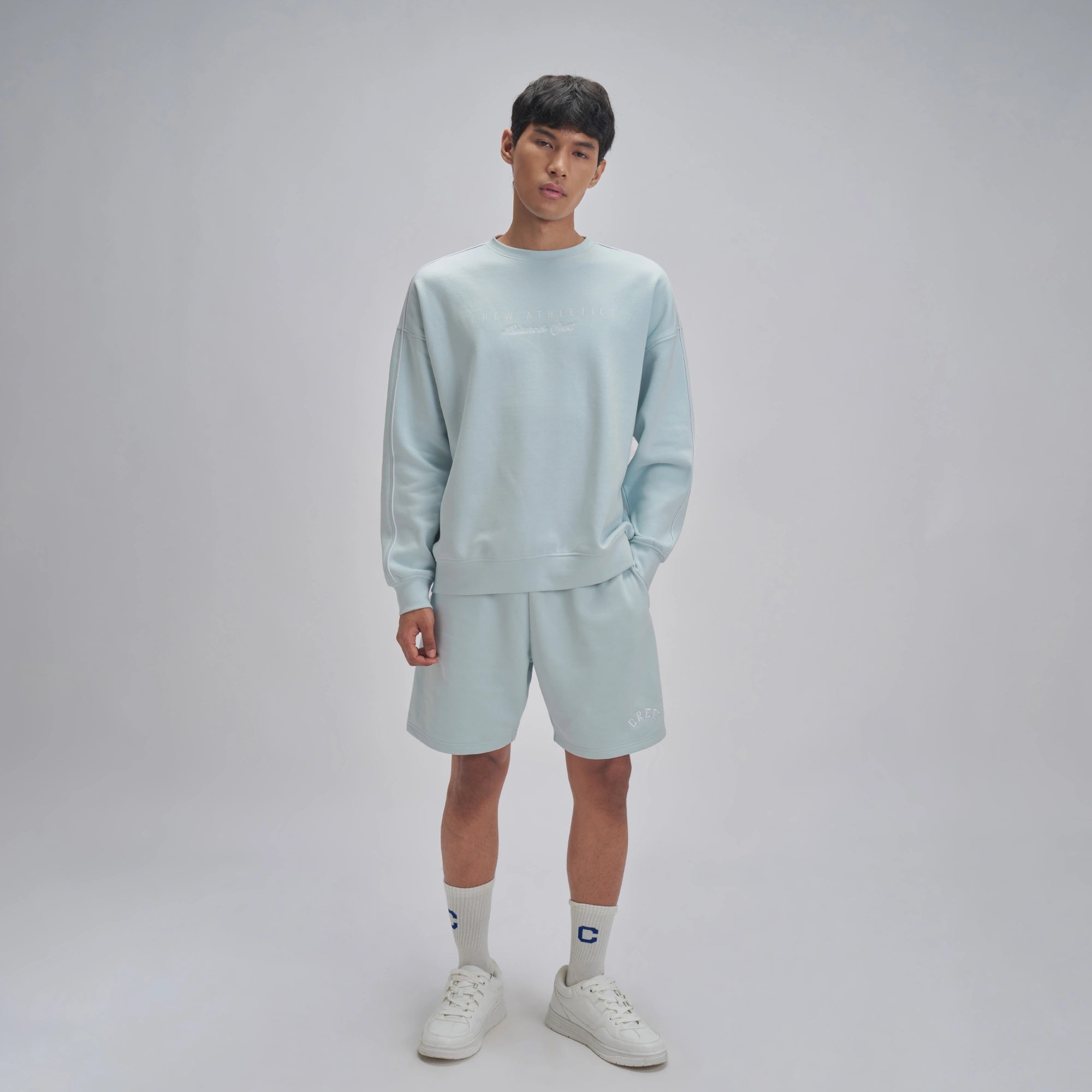 Crew Oversized Round Neck Sweatshirt - Quad Blue