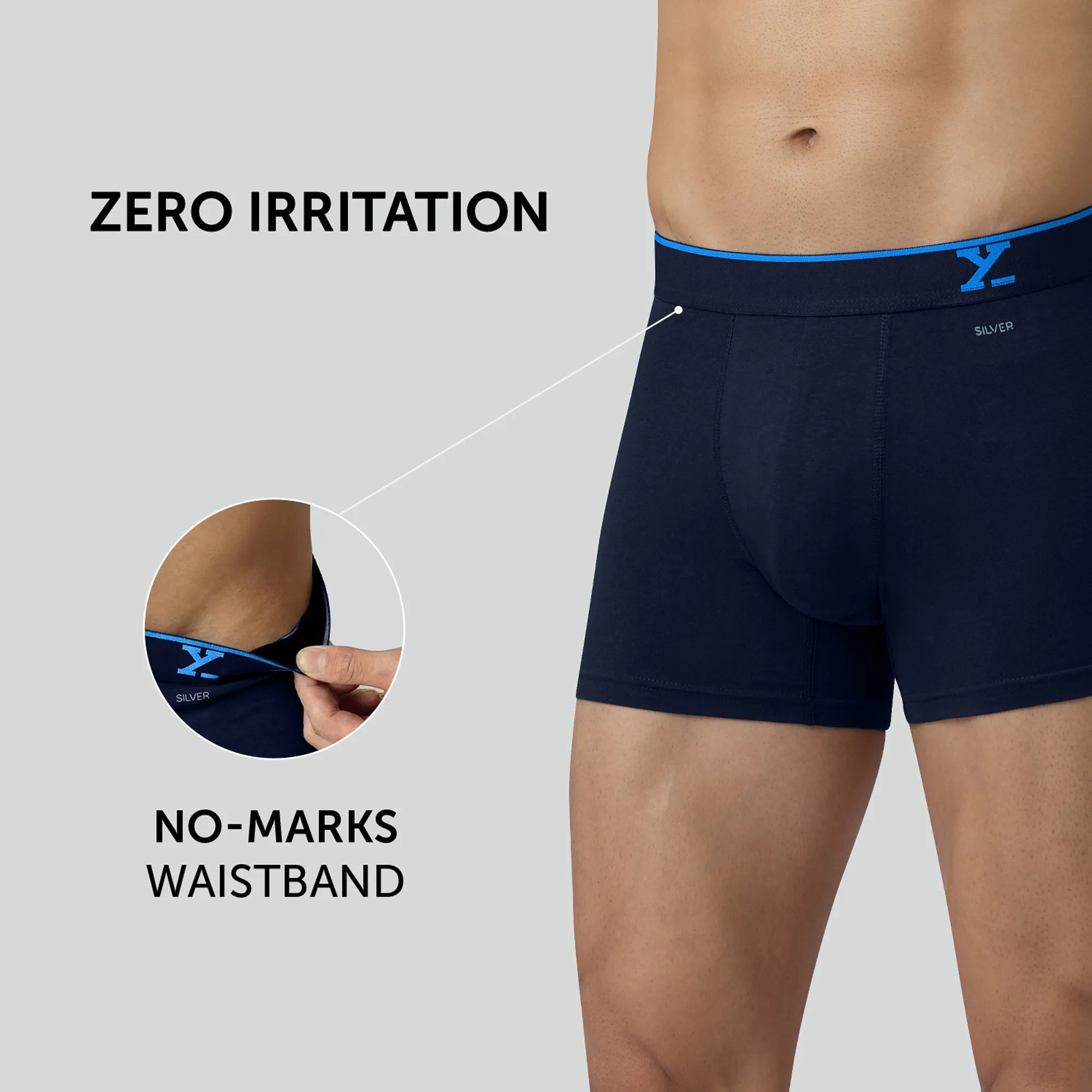 Traq Silver Cotton Trunks Midnight Blue