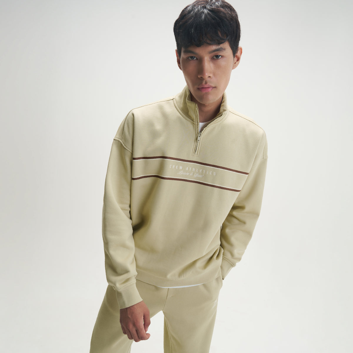 Crew Oversized Half-Zip Sweatshirt -Minted Grey