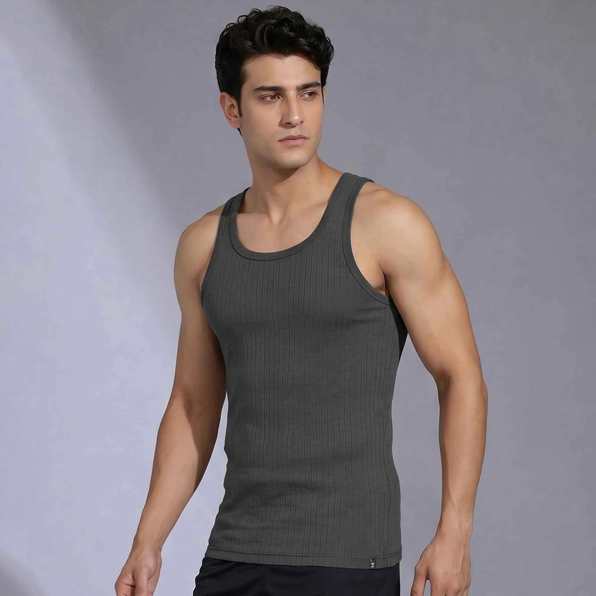 Nova Round Neck Racer Back Vest Graphite Grey