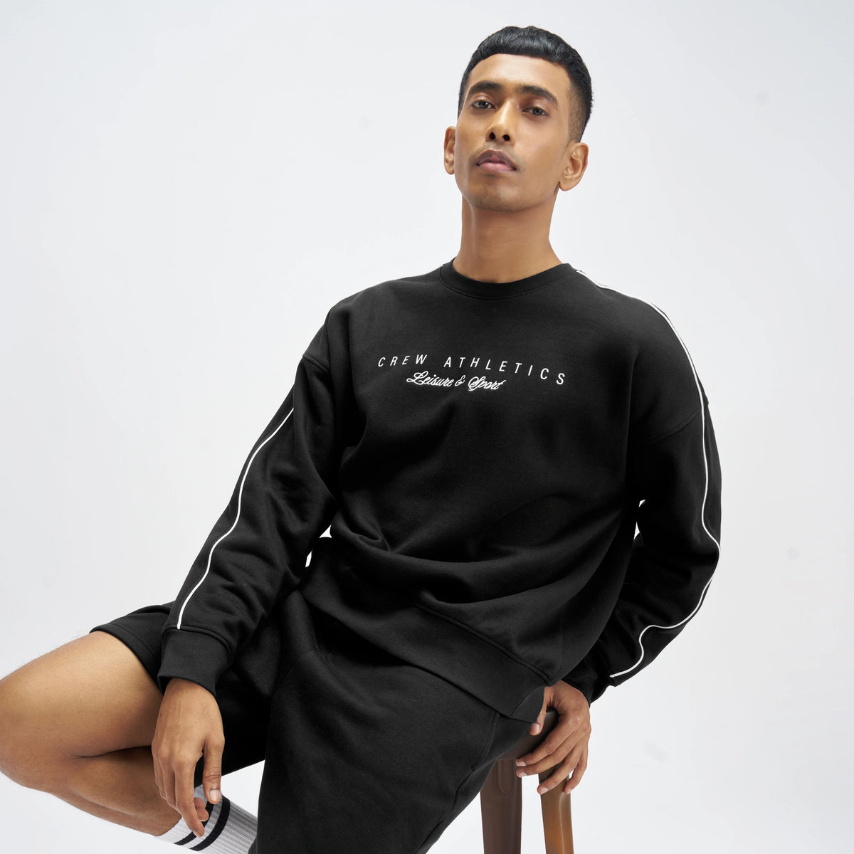 Crew Oversized Round Neck Sweatshirt - Ink Black