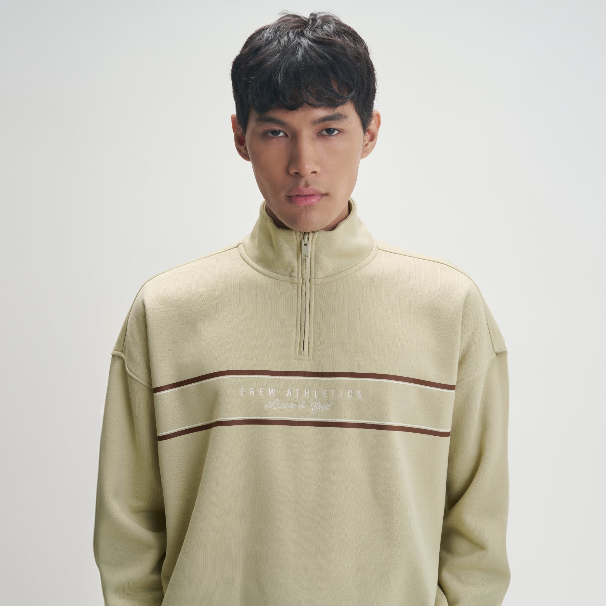 Crew Oversized Half-Zip Sweatshirt -Minted Grey