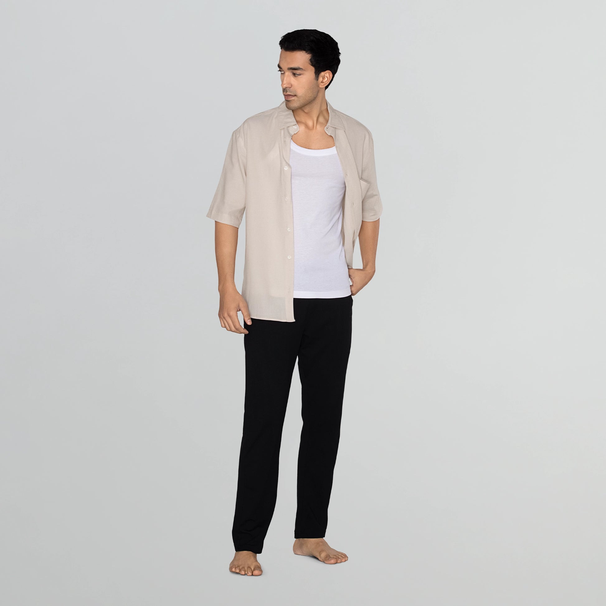 Ace Modal-Cotton Square Neck Vests Polar White Gym Fit