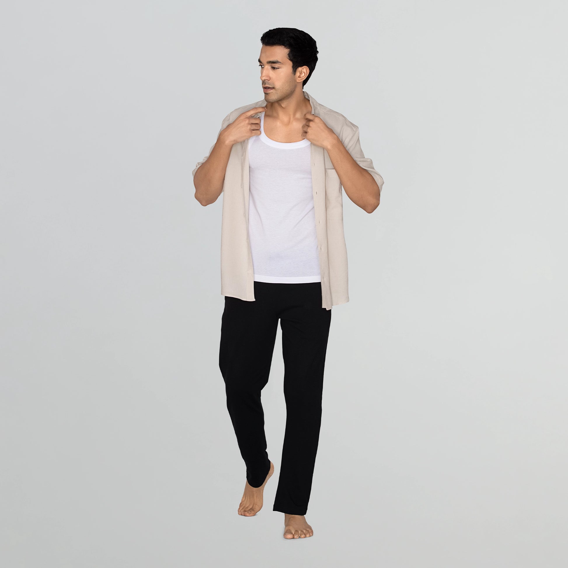 Ace Modal-Cotton Square Neck Vests Polar White Gym Fit
