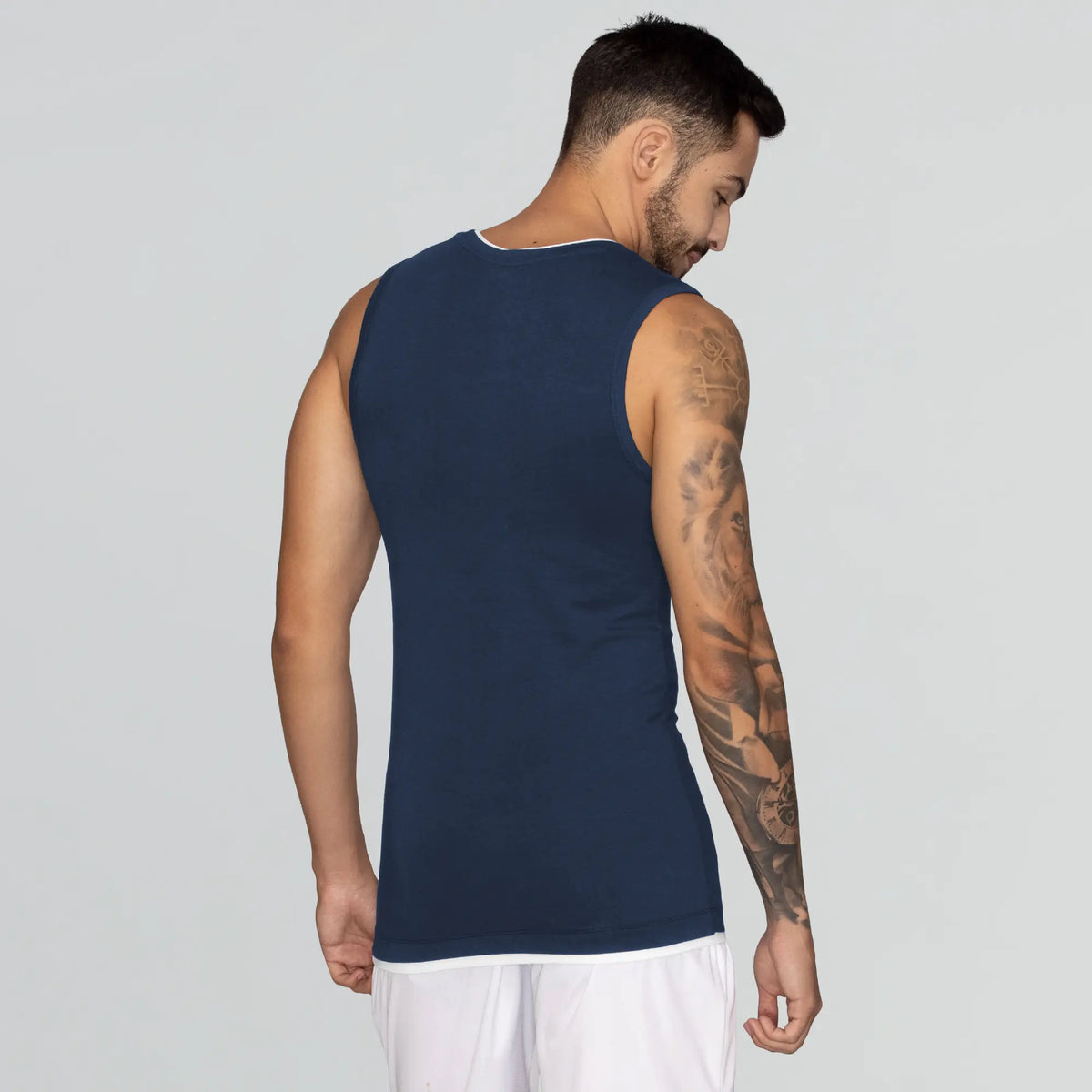 Activo Combed Cotton Gym Vest Estate Blue