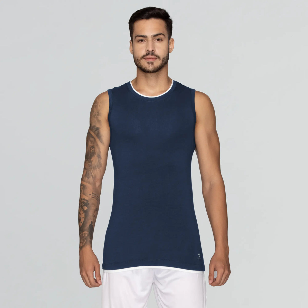 Activo Combed Cotton Gym Vest Estate Blue