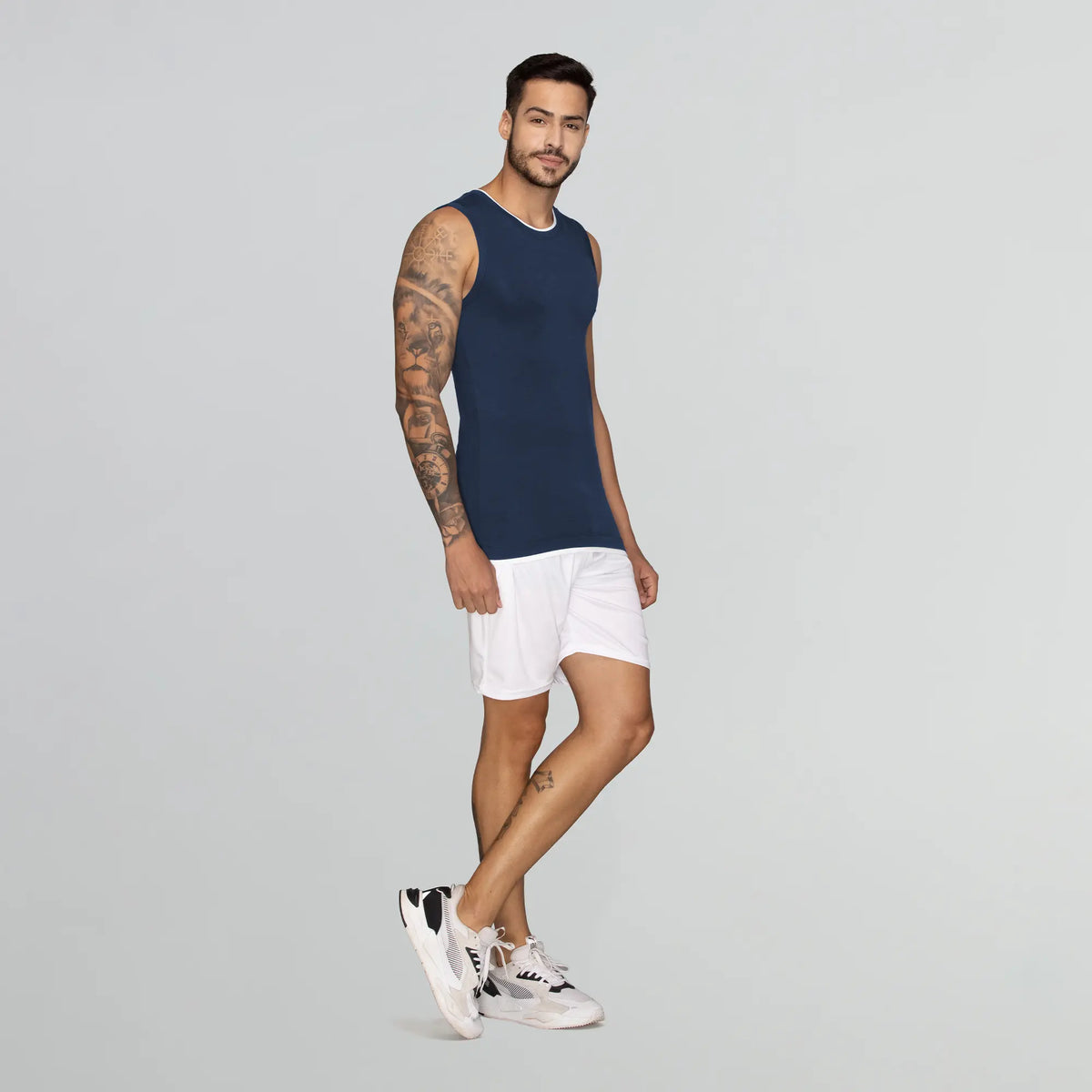 Activo Combed Cotton Gym Vest Estate Blue