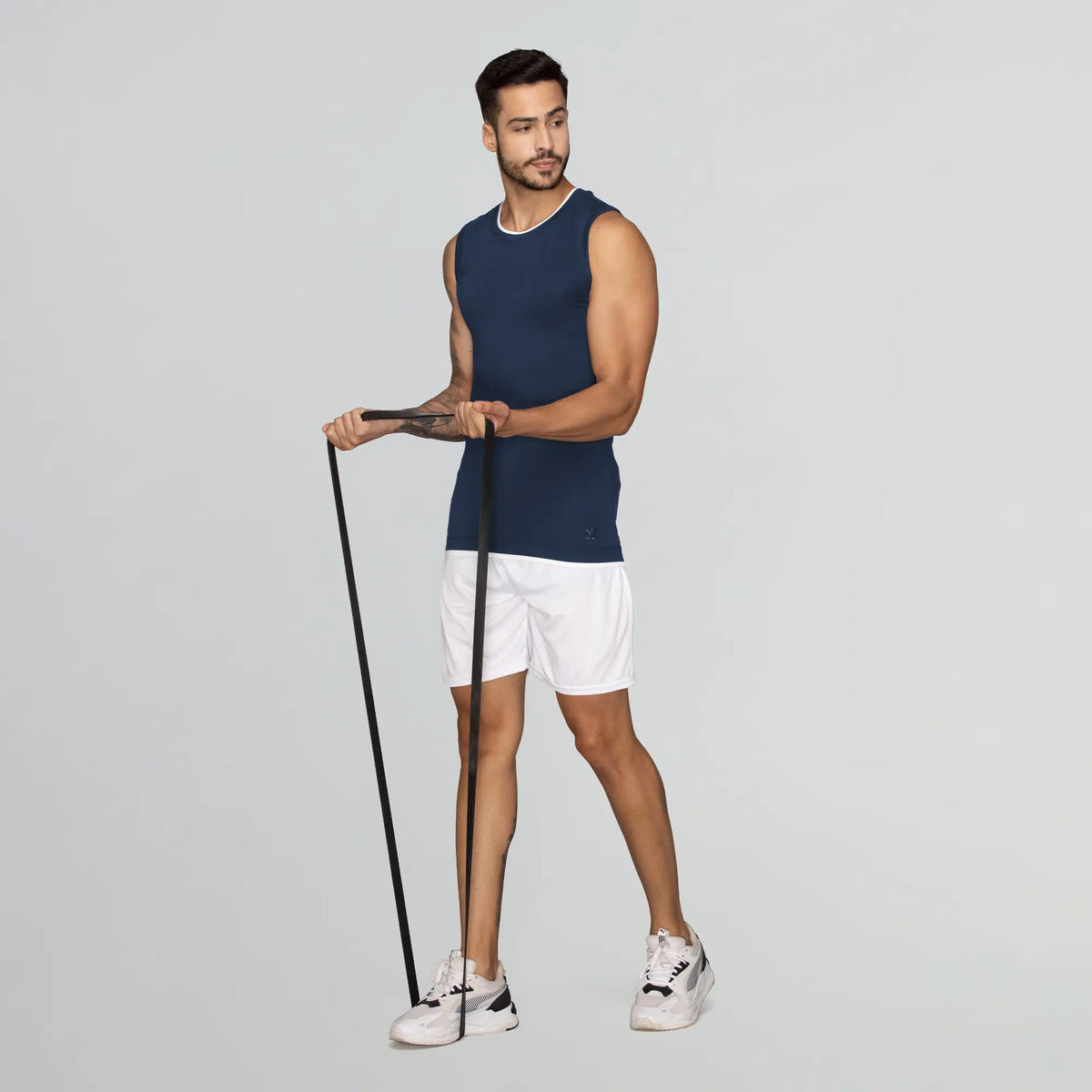 Activo Combed Cotton Gym Vest Estate Blue