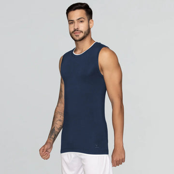 Activo Combed Cotton Gym Vest Estate Blue
