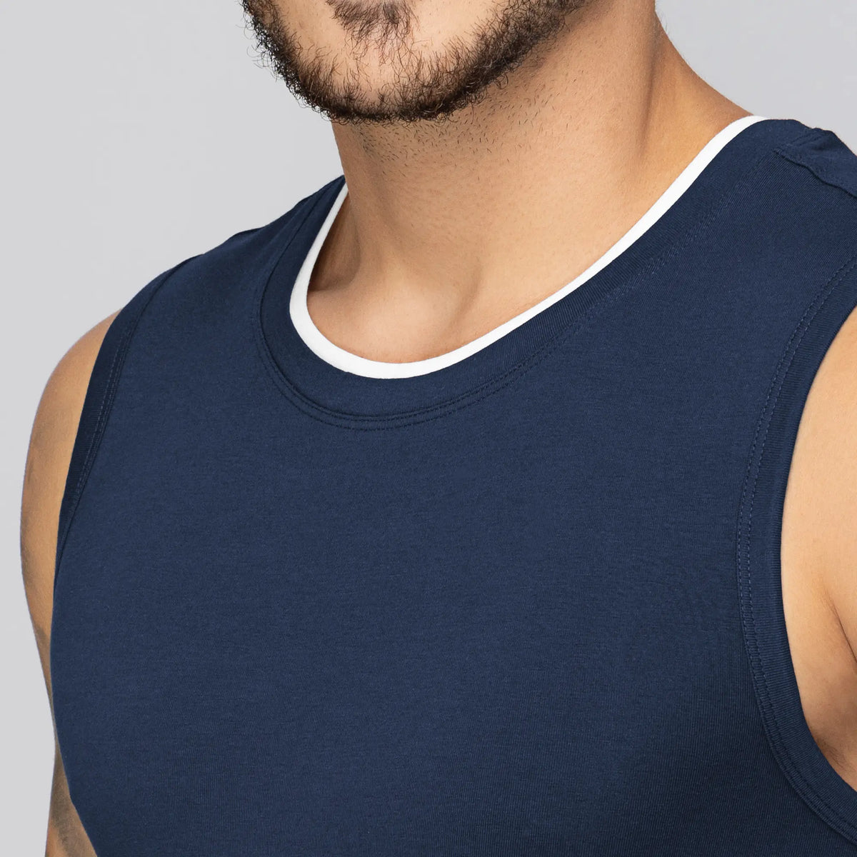 Activo Combed Cotton Gym Vest Estate Blue
