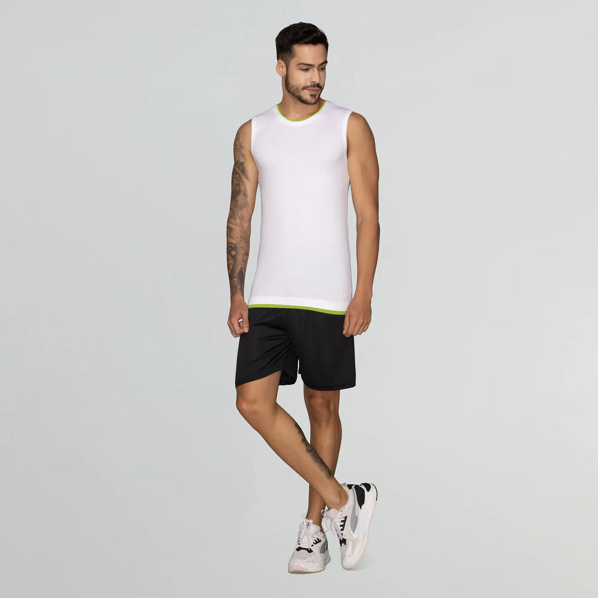 Activo Combed Cotton Gym Vest Polar White