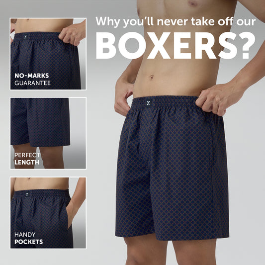 Astor Combed Cotton Boxer Shorts Blue Circle