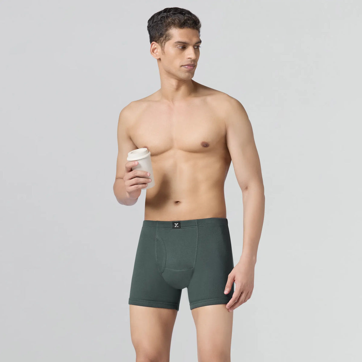 Nova Cotton Boxer Briefs (Inner Elastic) - Anchor Grey