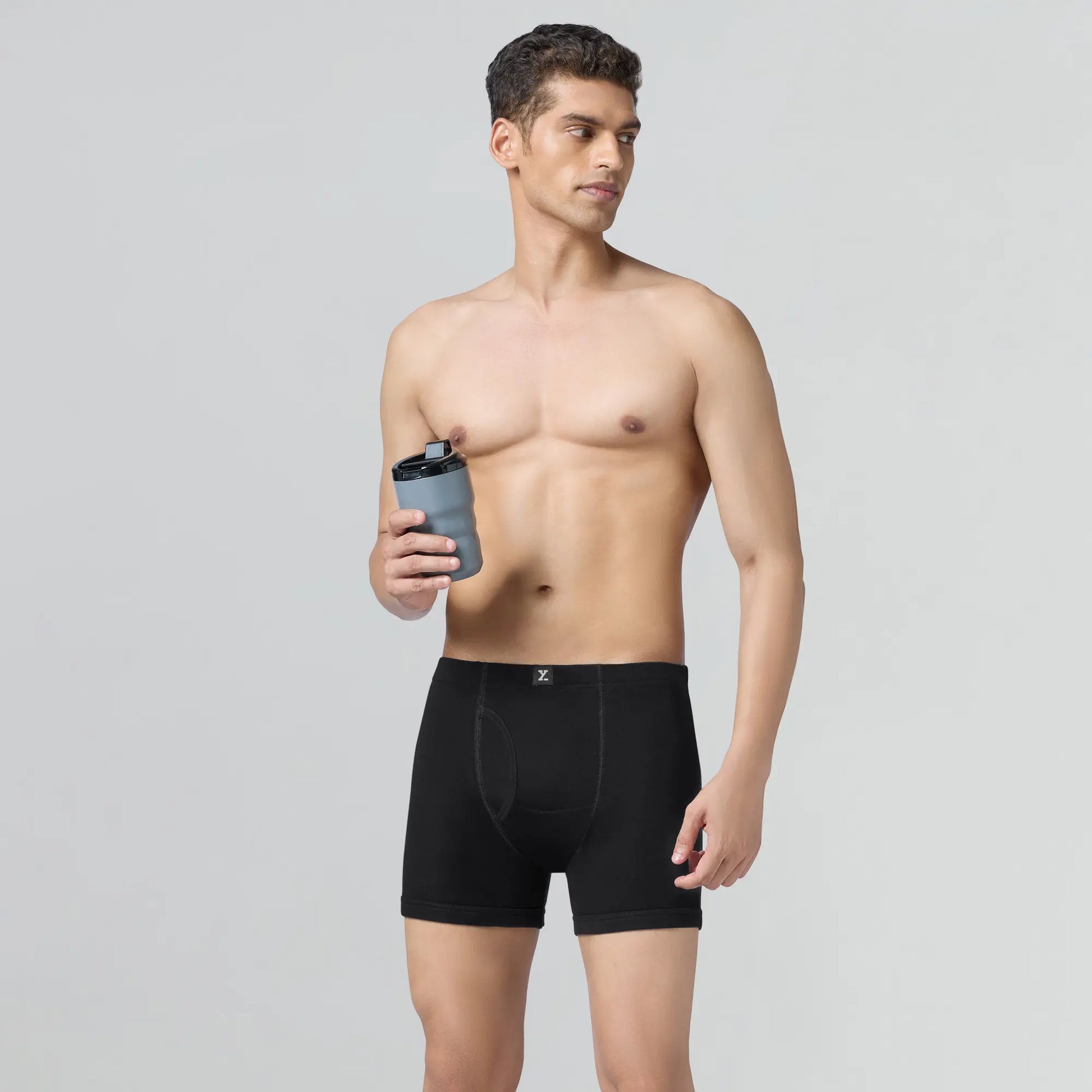 Nova Cotton Boxer Briefs (Inner Elastic) - Storm Grey
