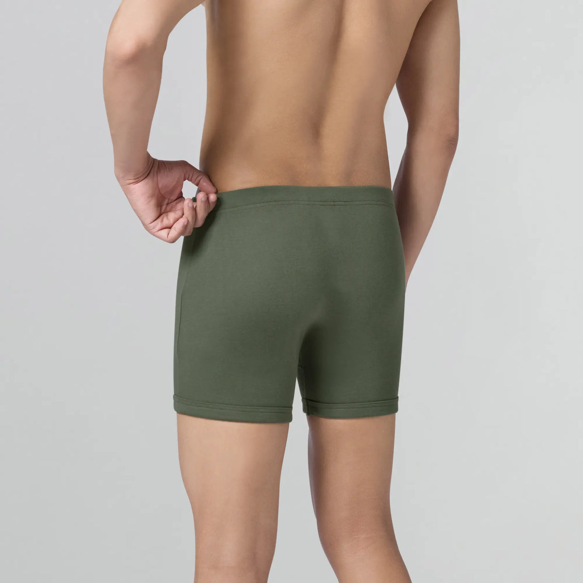 Nova Cotton Boxer Briefs (Inner Elastic) - Olive Green