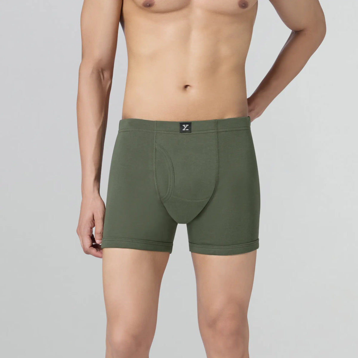 Nova Cotton Boxer Briefs (Inner Elastic) - Olive Green
