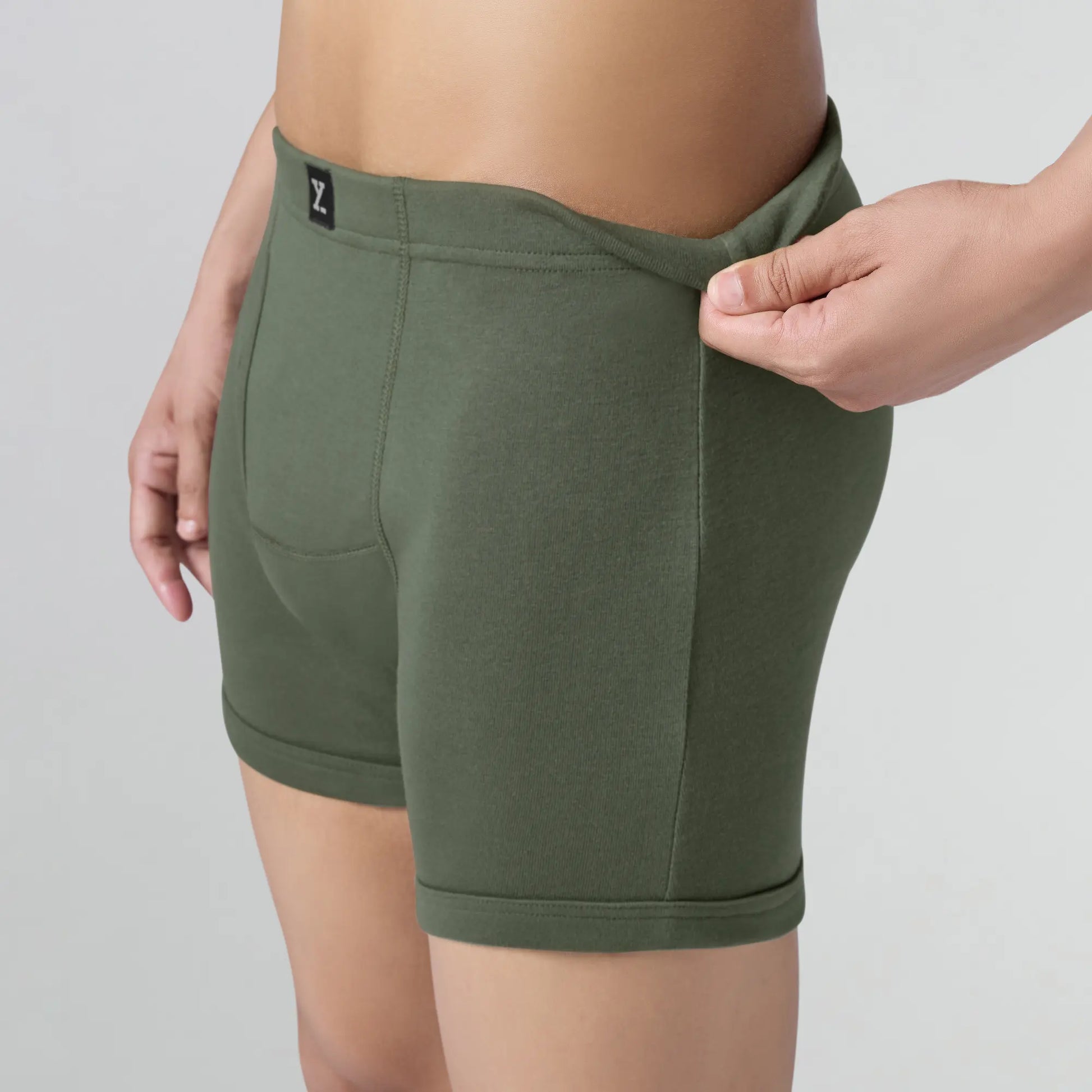 Nova Cotton Boxer Briefs (Inner Elastic) - Olive Green