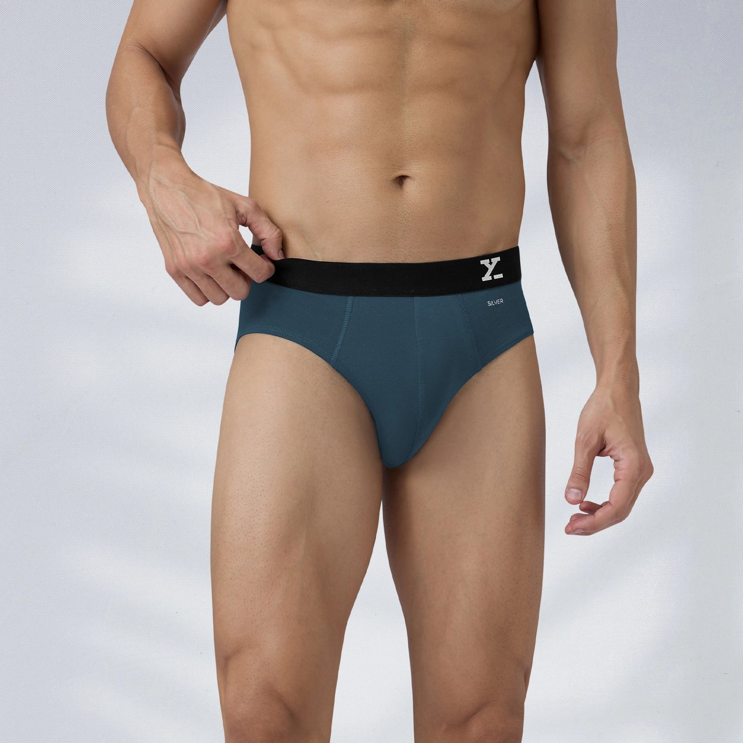 Aero Silver Cotton Briefs Steel Blue