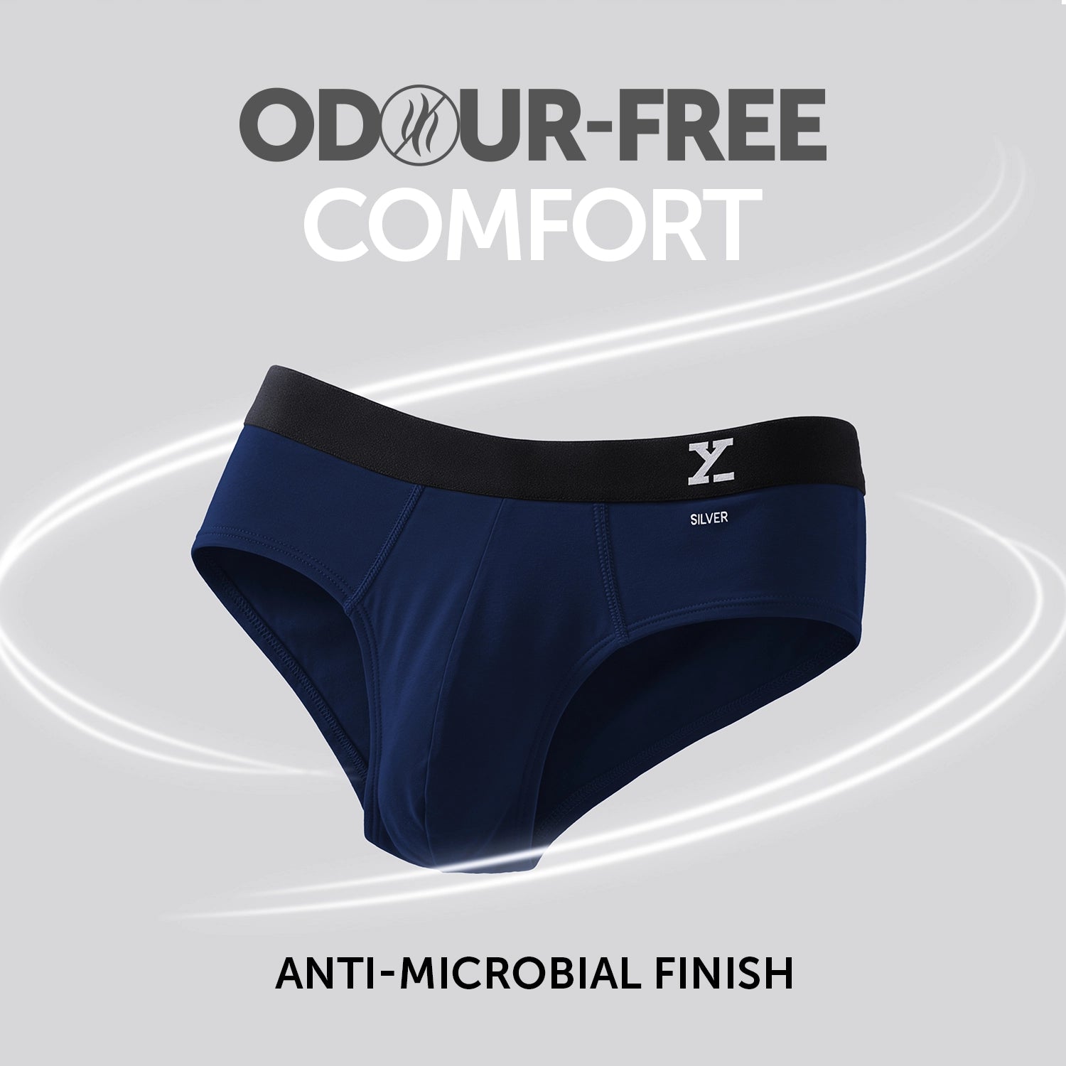 Aero Silver Cotton Briefs Midnight Blue