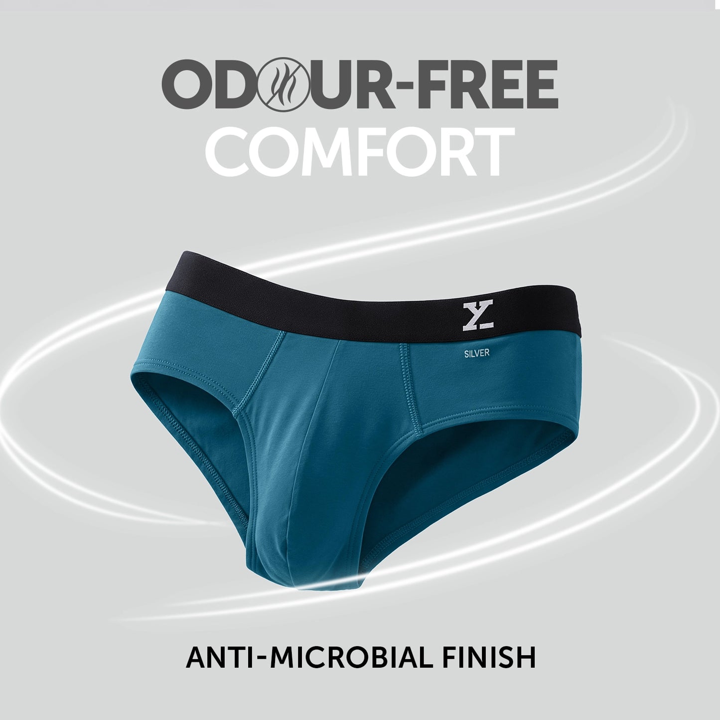Aero Silver Cotton Briefs Green Emerald