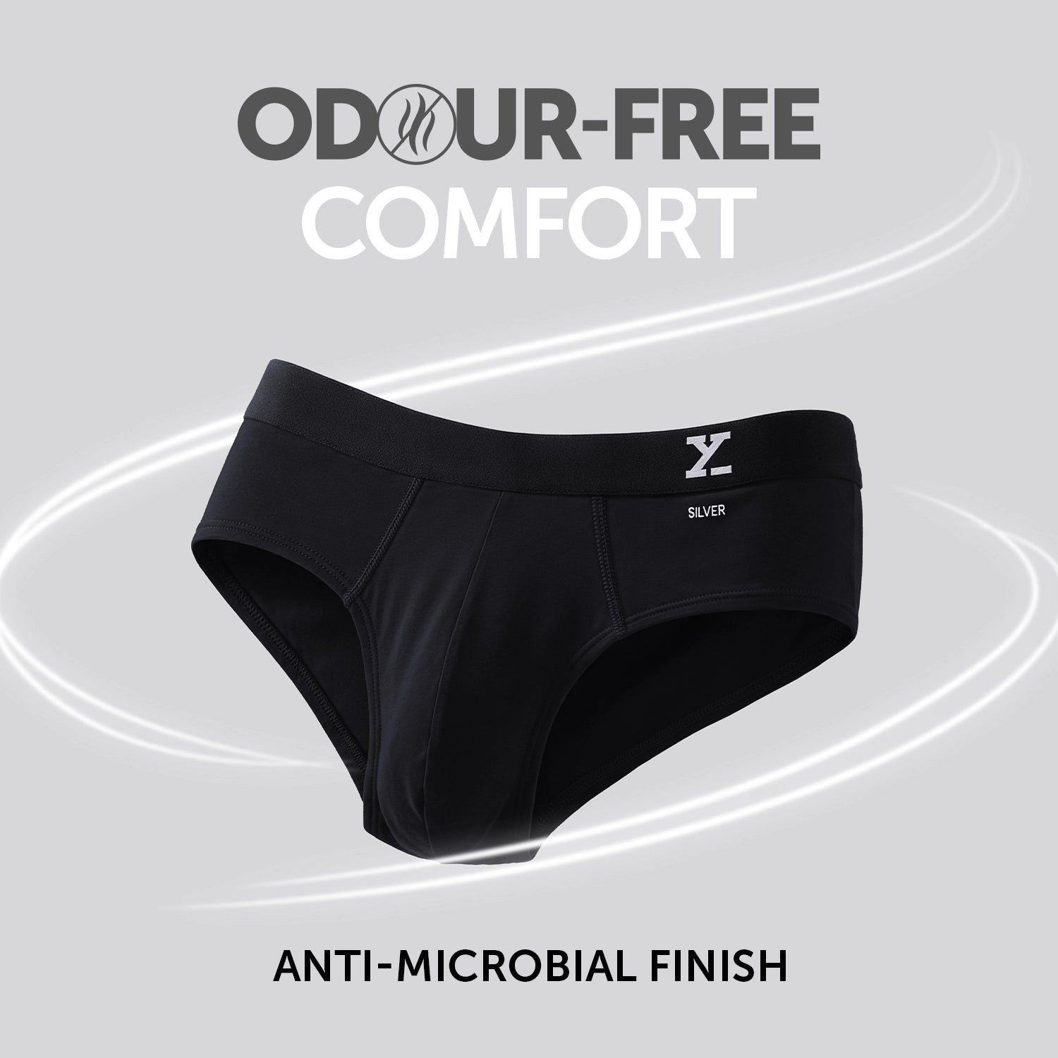 Aero Silver Cotton Briefs Black Knight