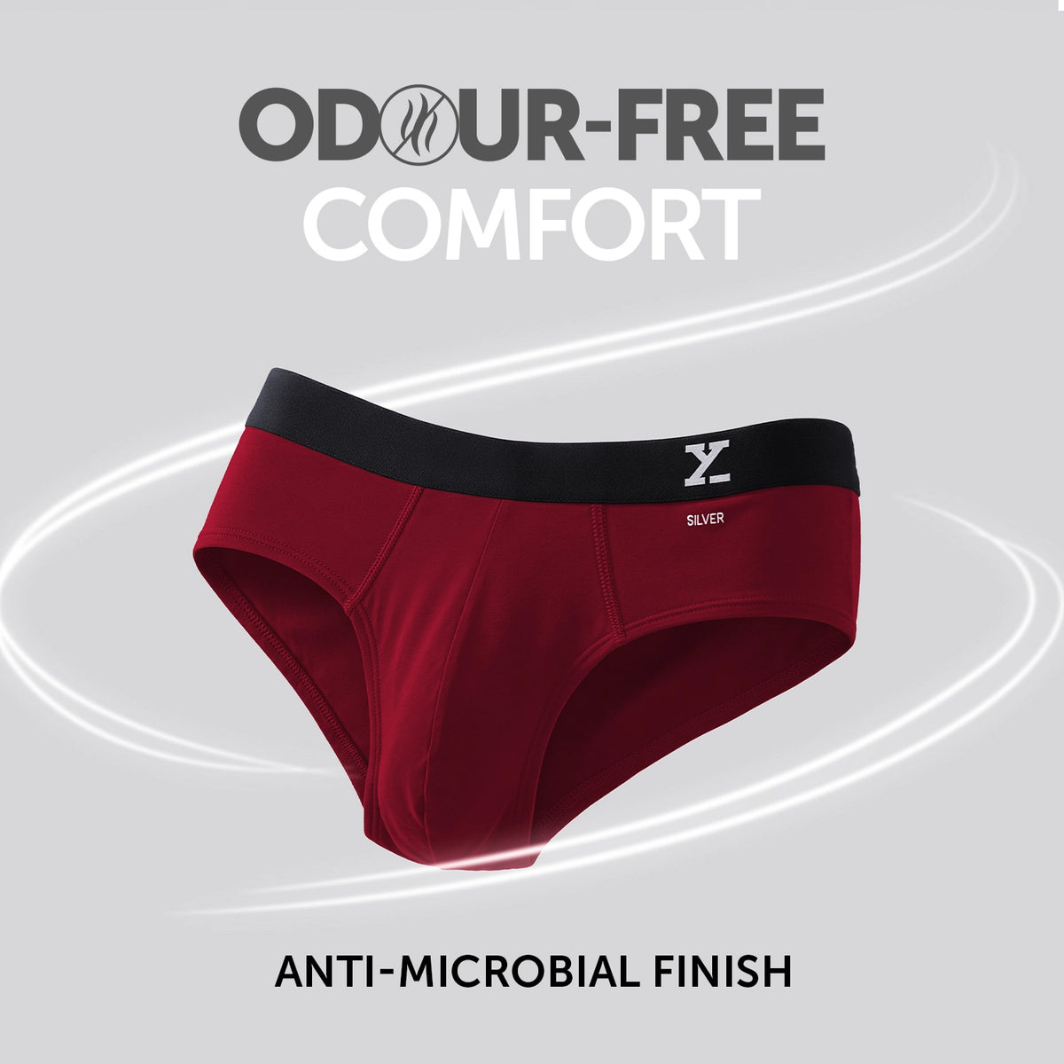 Aero Silver Cotton Briefs Bold Burgundy