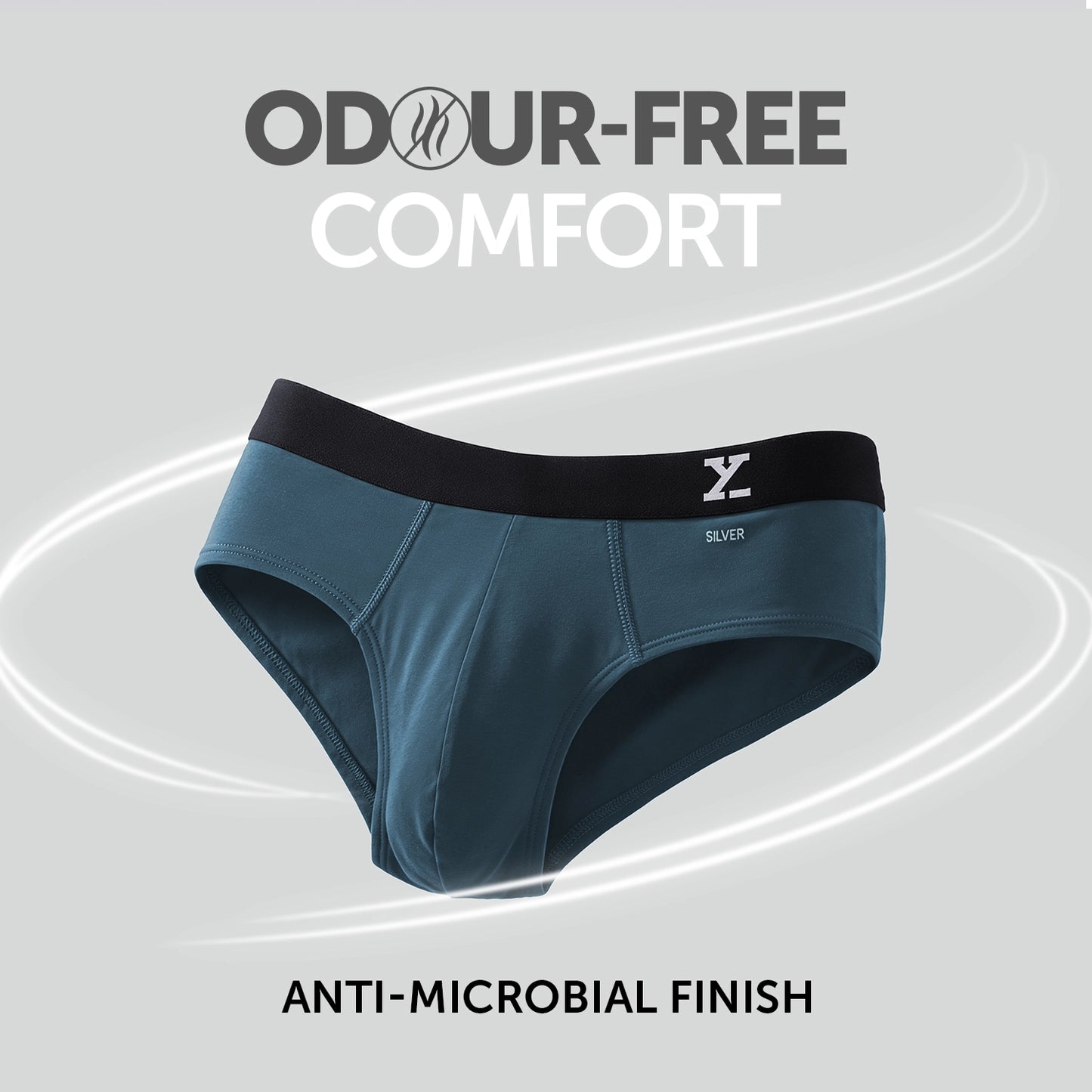 Aero Silver Cotton Briefs Steel Blue