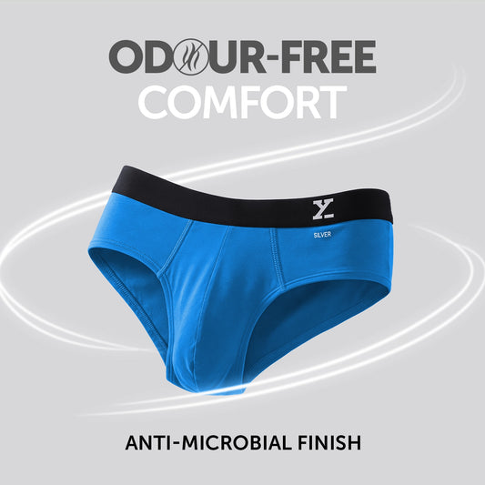 Aero Silver Cotton Briefs Pacific Blue