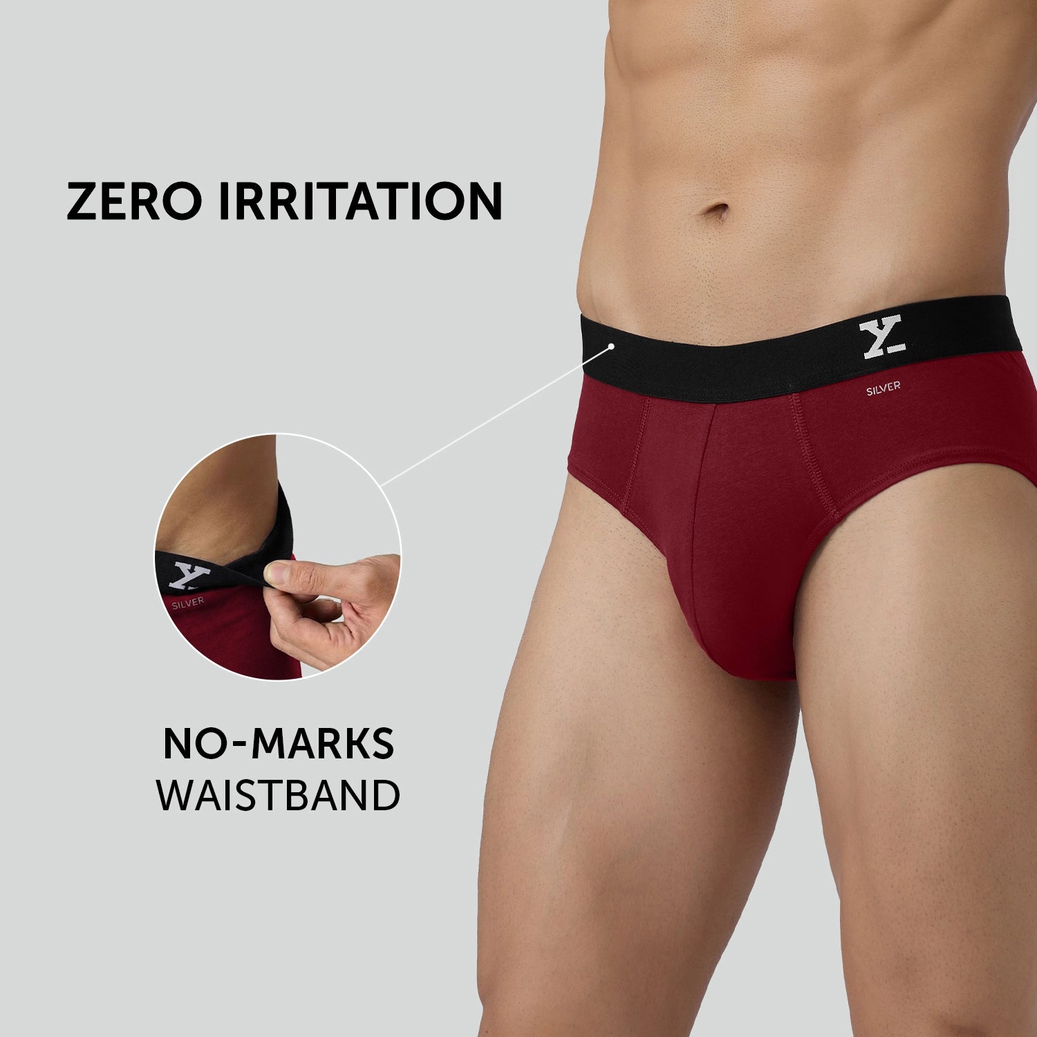 Aero Silver Cotton Briefs Bold Burgundy