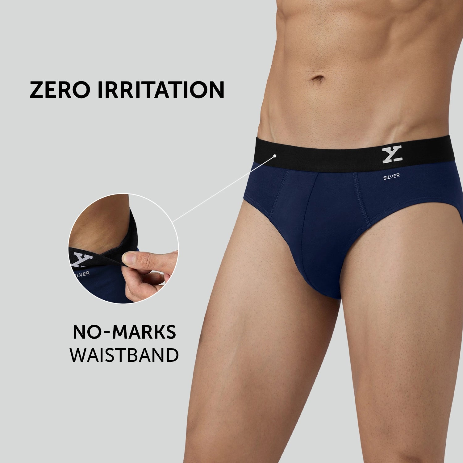 Aero Silver Cotton Briefs Midnight Blue