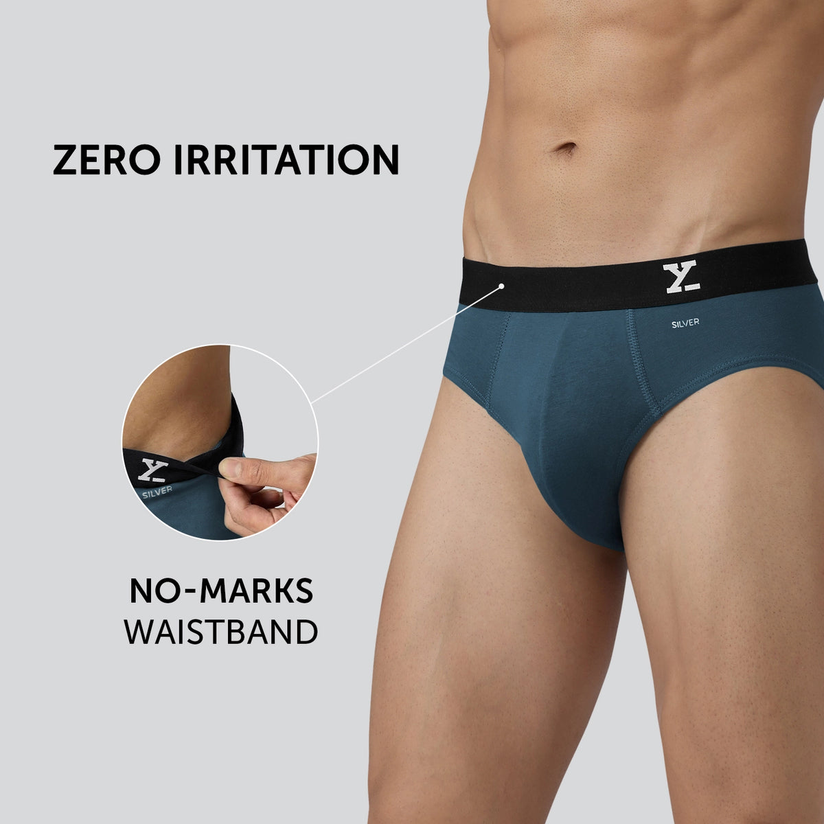 Aero Silver Cotton Briefs Steel Blue