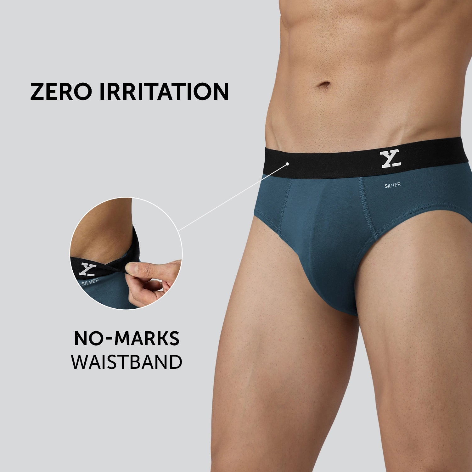 Aero Silver Cotton Briefs Steel Blue