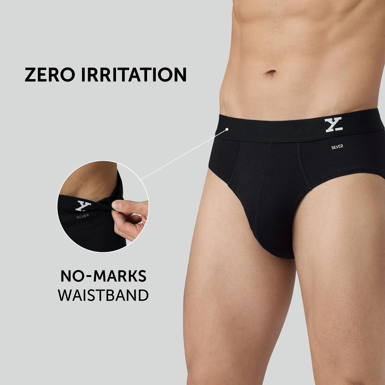 Aero Silver Cotton Briefs Black Knight