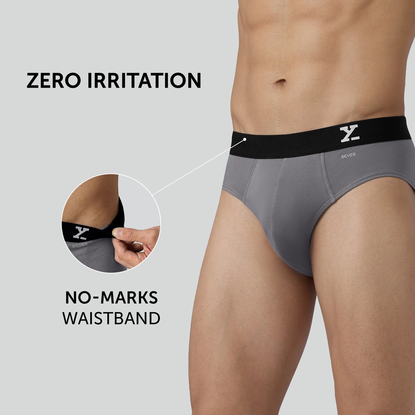 Aero Silver Cotton Briefs Ash Grey