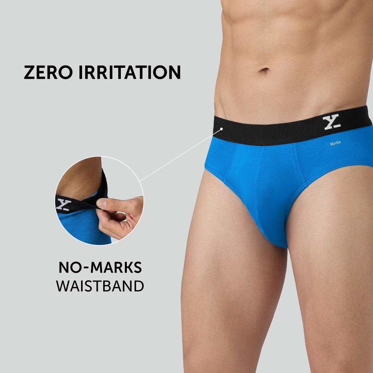 Aero Silver Cotton Briefs Pacific Blue